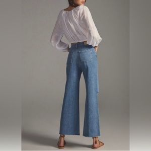 Paige Anessa High-Rise Destructed Jeans. Size 27. Color Denim Medium Blue